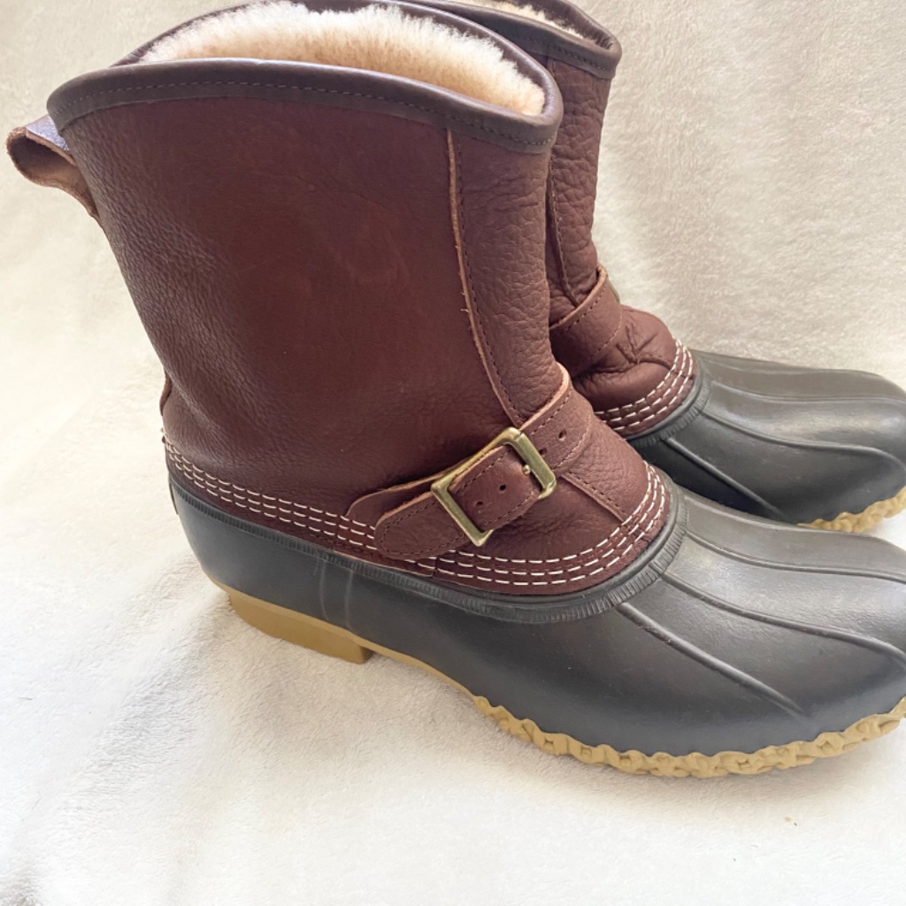 L.L Bean Bean Mens 7" Shearling-Lined Lounger Buckle Bean Boot Size 9m